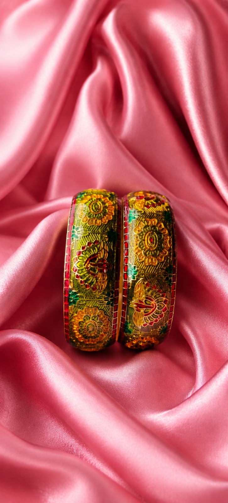 golden peacock (2.6) meenakari bangles