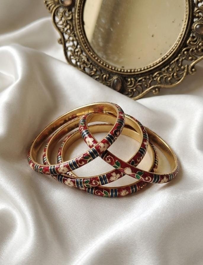 floral mehroon (2.6) bangles