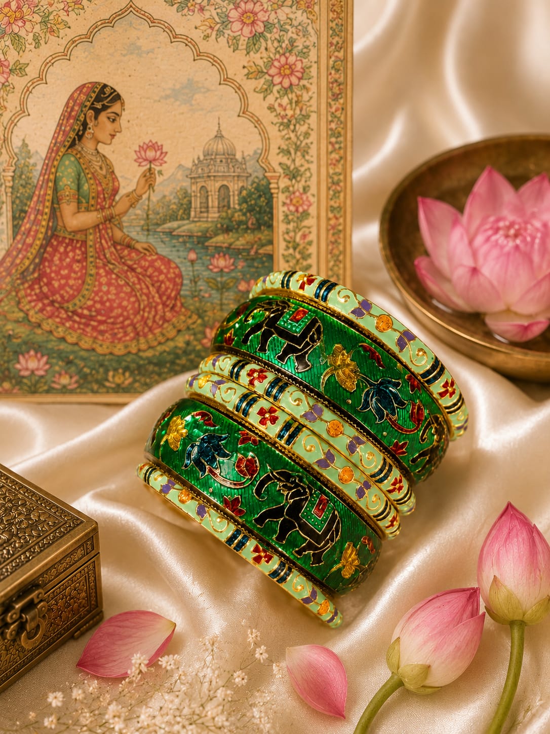 green elephant bangles set