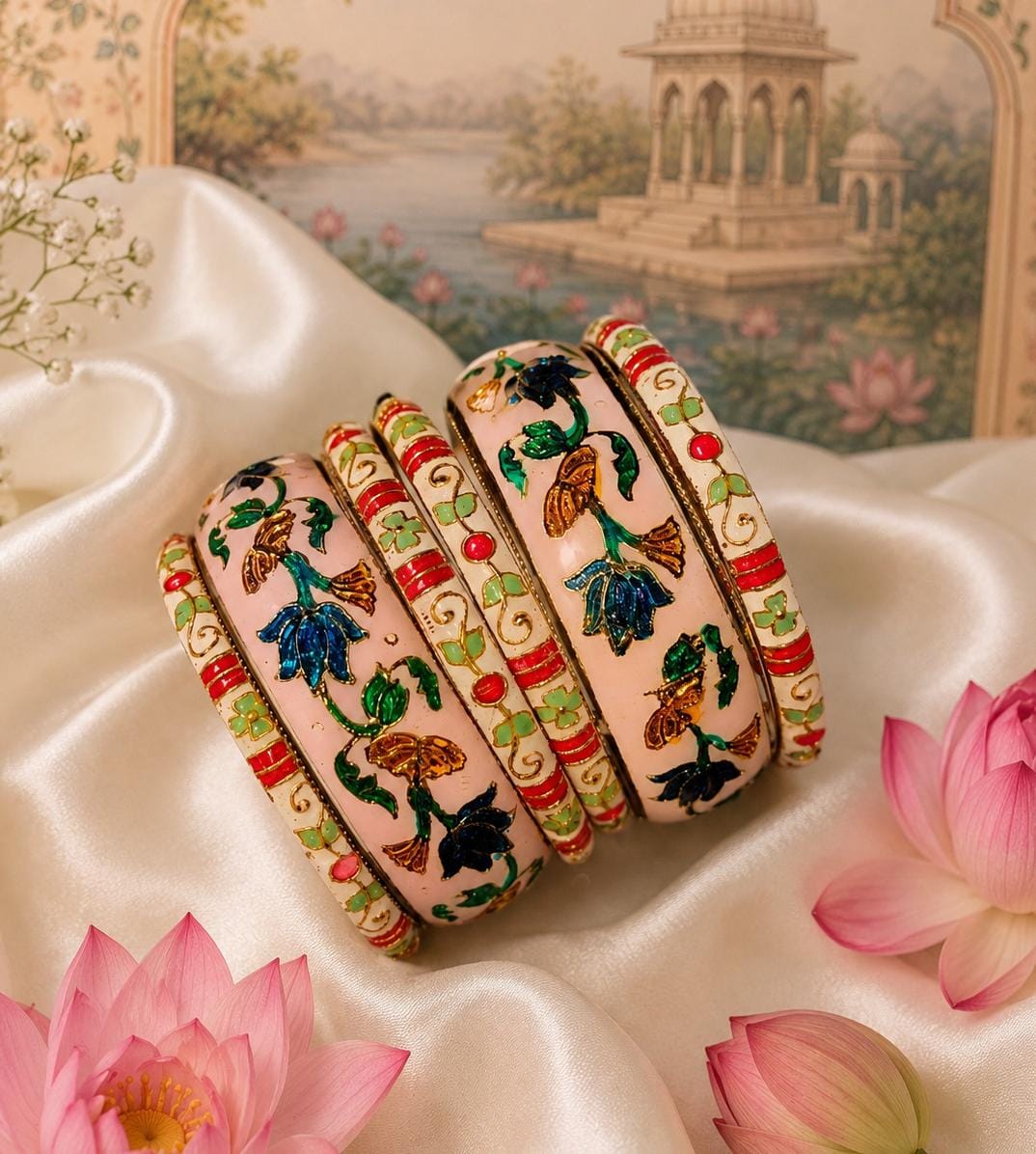 babypink floral bangle set